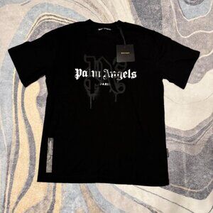 Palm Angels Black Grafitti PA Paris Logo Black T-Shirt Size Large